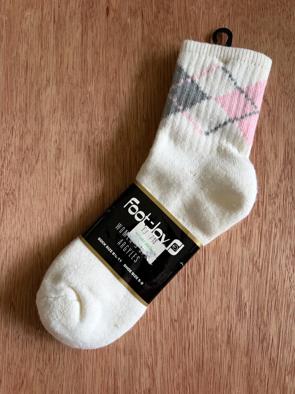 NWT FootJoy ProDry Sportlet Argyle Women's Golf Socks White Pink Grey Size 5-9